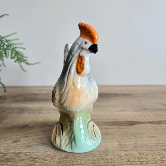 Vintage 1980s Iridescent Lusterware Rooster Ceramic Figurine Farmhouse Decor - Picture 5 of 6